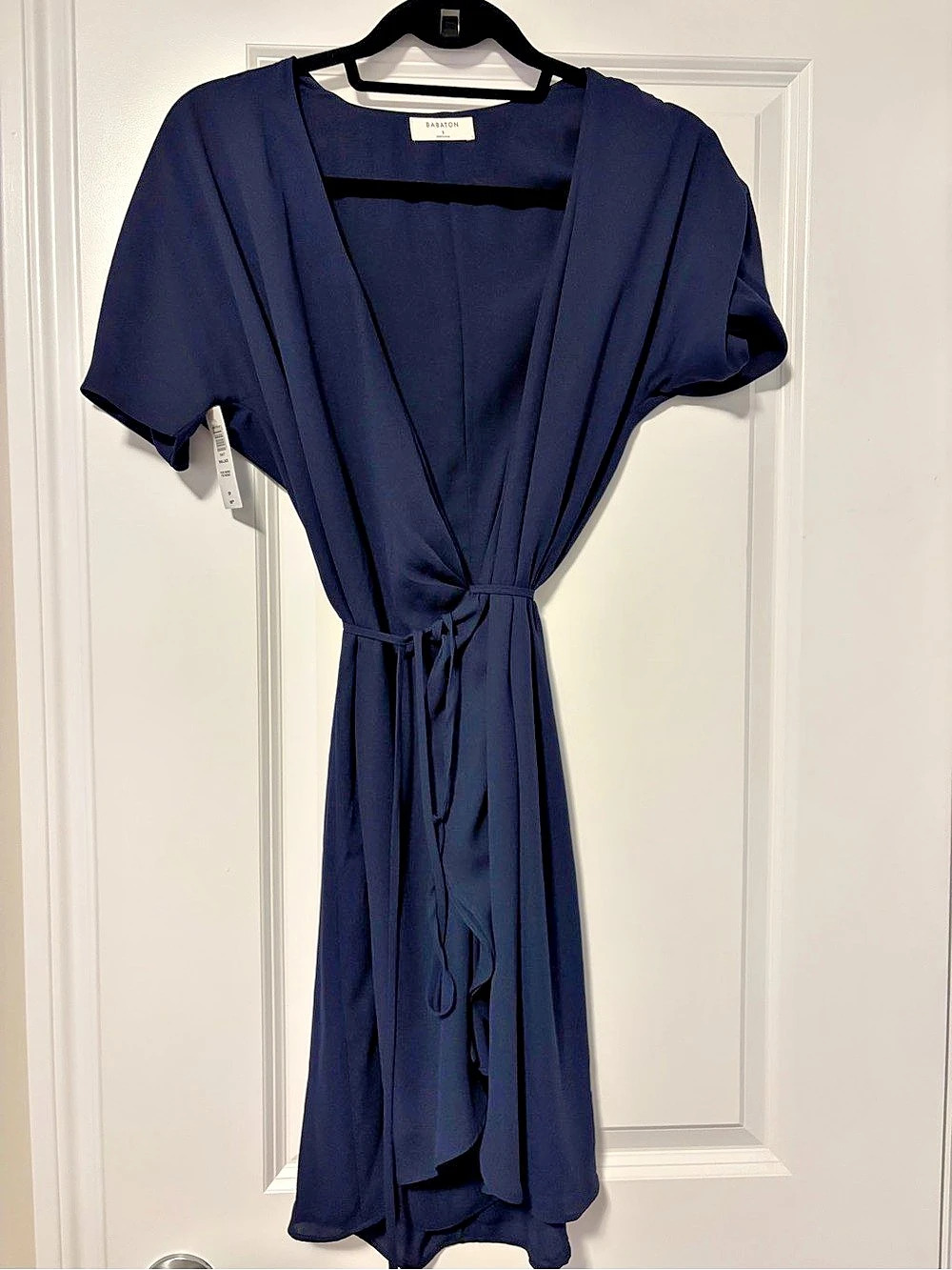 Babaton Wallace Dress Wrap Midi Dress Blue Small NWT
